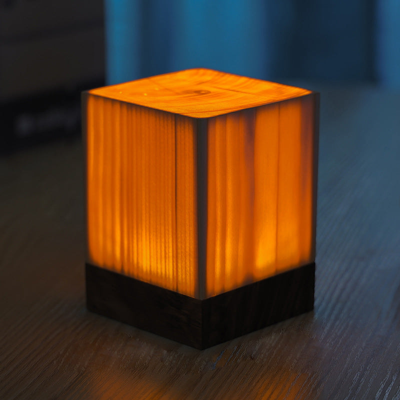 LED Tafellamp met Accu en Touch Control met houtlook