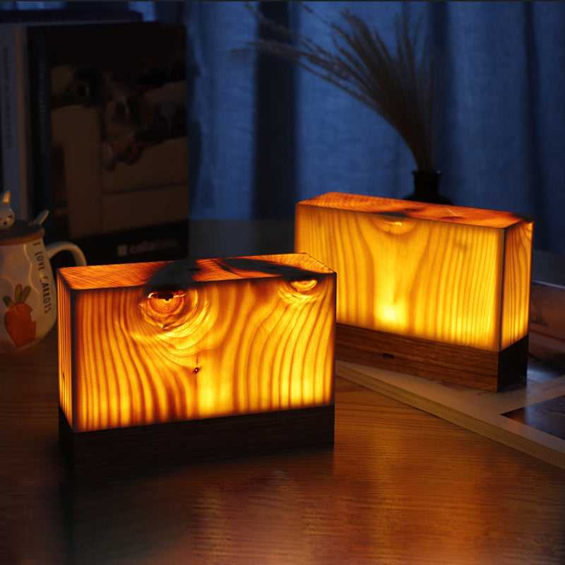 LED Tafellamp met Accu en Touch Control met houtlook