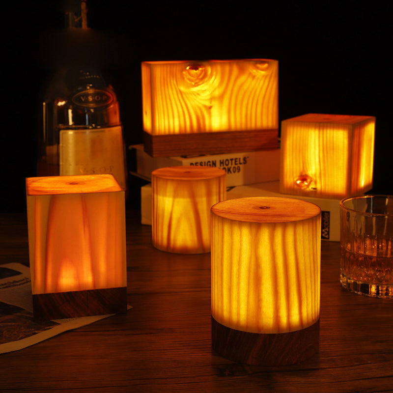 LED Tafellamp met Accu en Touch Control met houtlook