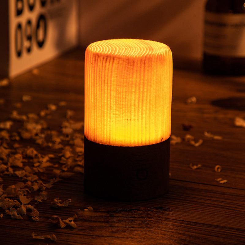 LED Tafellamp met Accu en Touch Control met houtlook