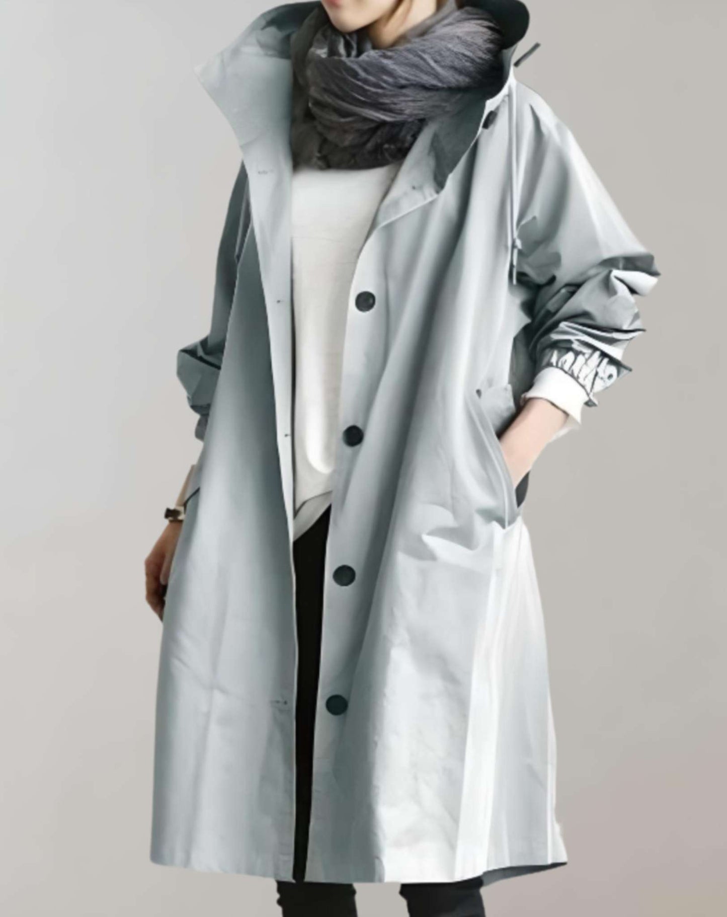 Waterdichte en warme trenchcoat met capuchon